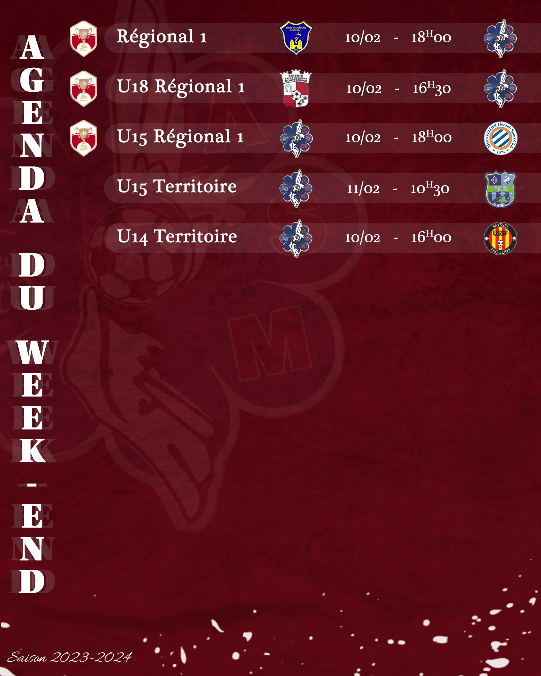 Agenda du week-end | AS Muret Football